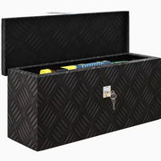 Cassa per strumenti in alluminio con chiusura a chiave | Scatola di stoccaggio per strumenti | Nero | 50 × 15,5 × 20,5 cm