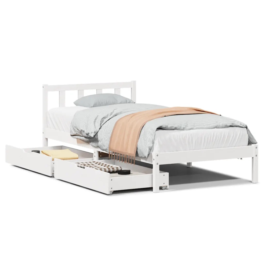 Letto senza Materasso-Struttura Letto Bianco 90x190 cm in Legno Massello Pino 849054