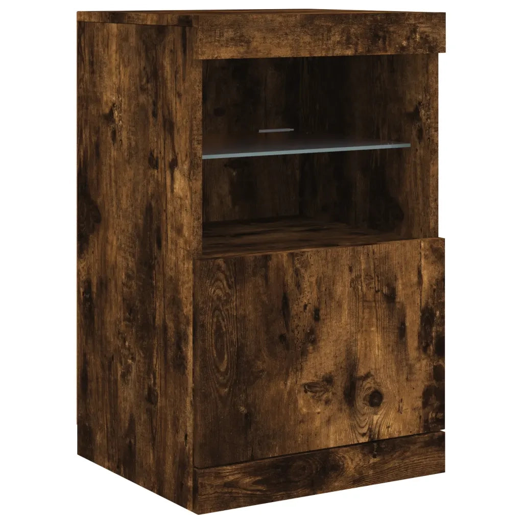 Credenza | Madia | Buffet da pranzo | Armadio da pranzo con Luci LED Rovere Fumo 41x37x67 cm