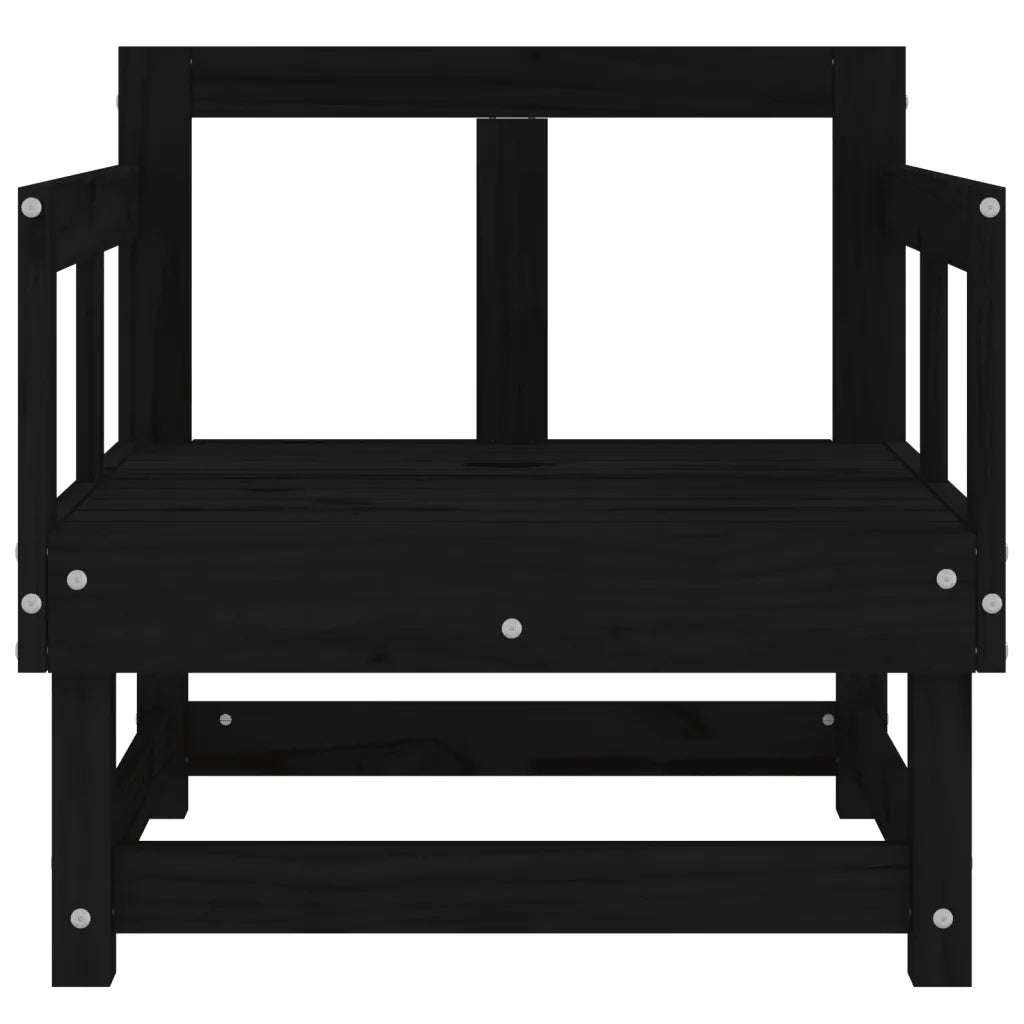 Sedia da patio-Sedie da Giardino 2 pz Nere in Legno Massello di Pino 231446