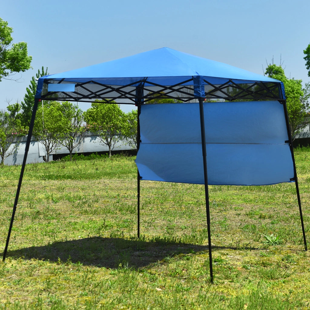 Tenda a baldacchino portatile e leggero con borsa per campeggio, Gazebo da esterno con gambe inclinate Blu-Gazebo