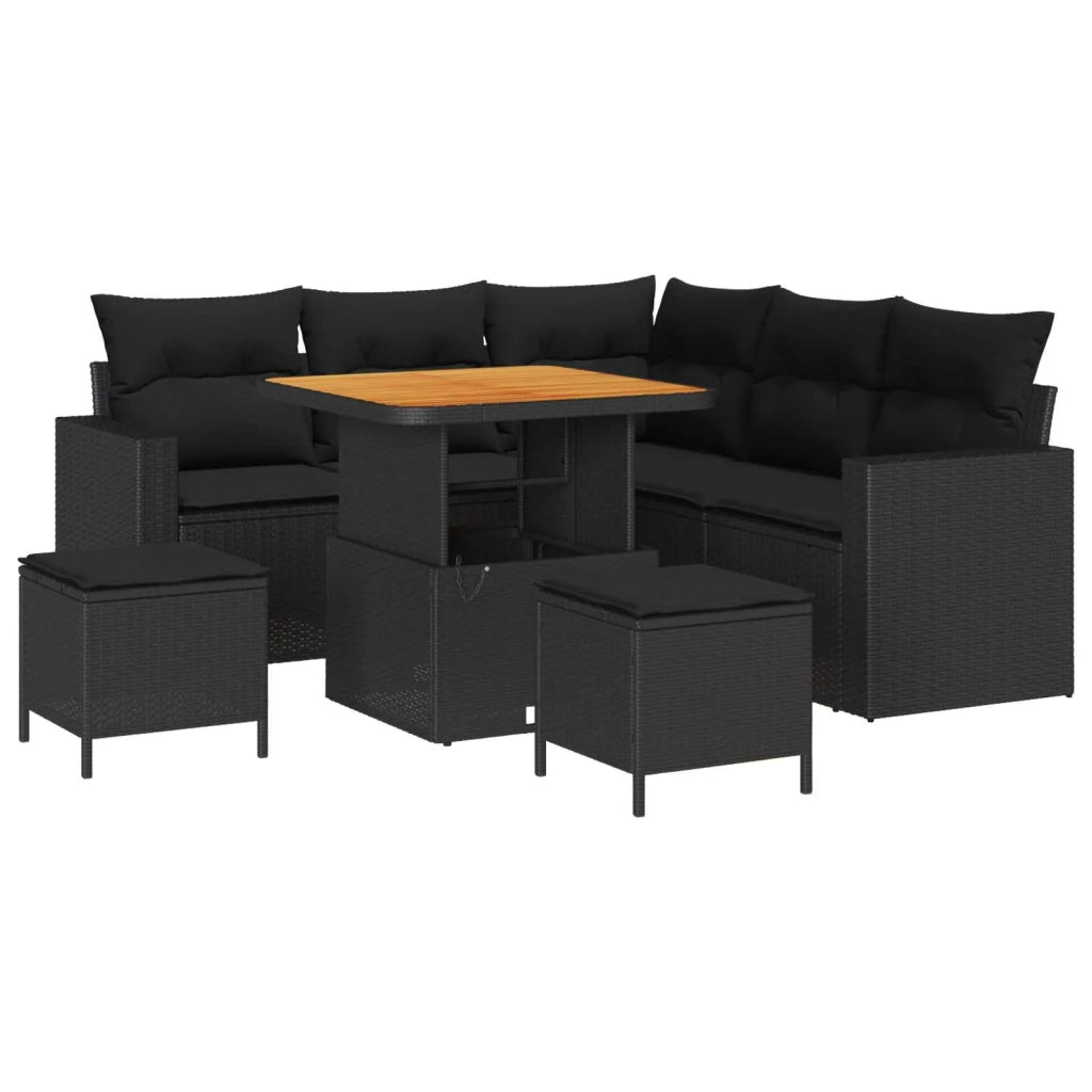 Set Divano da Giardino 8 pcs Nero polyrattan 3361609