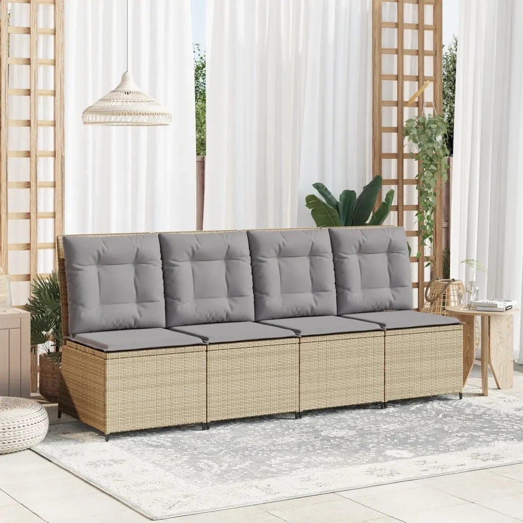 Divano Reclinabile da Giardino con Cuscini Beige in Polyrattan 368976