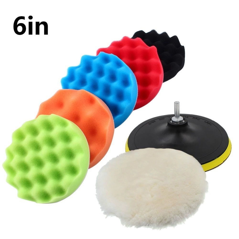 Trade Shop - Kit Di 6 Spugne Disco Velcro Lucidante Con Adattatore Per Lucidatura Auto 3 5 6" -    -diametro 3"   -
