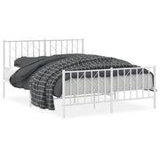 Letto matrimoniale | Letto per adulti | Giroletto con Testiera e Pediera Metallo Bianco 140x190 cm