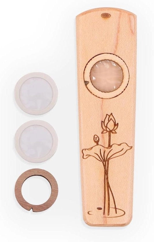Kazoo in legno portatile per chitarra, ukulele e accompagnamento strumenti a fiato con scatola di regalo in metallo (A)