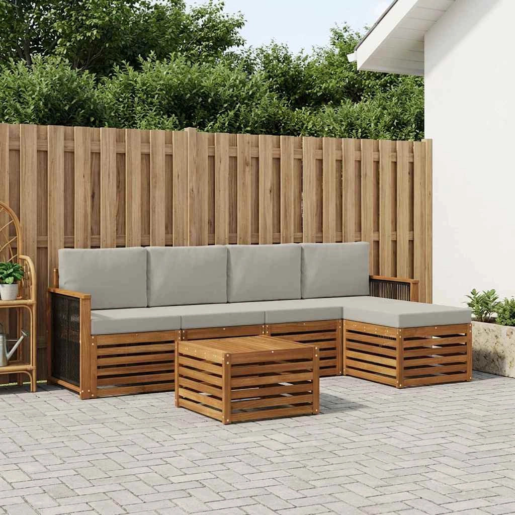 Set di divani da esterno 6 pz Naturale e Grigio Chiaro 3384262
