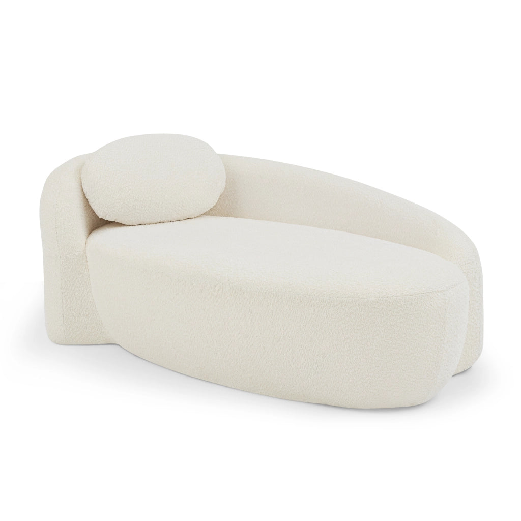 Divano compatto - design arrotondato e cuscino - in teddy - beige - 102 × 33 × 32 cm