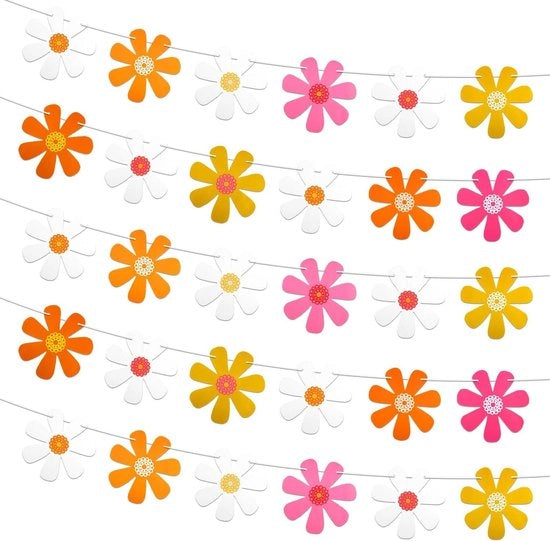 Set di Bandiera di Festa a Tema Fiori per Compleanni e Feste di Giardino Colorati
