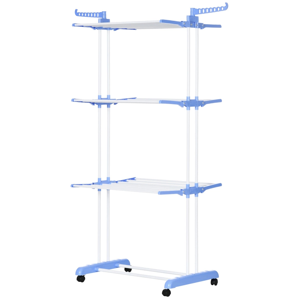 Stendibiancheria Pieghevole 73x64x177 cm 4 Livelli in Acciaio e PP Bianco e Argento