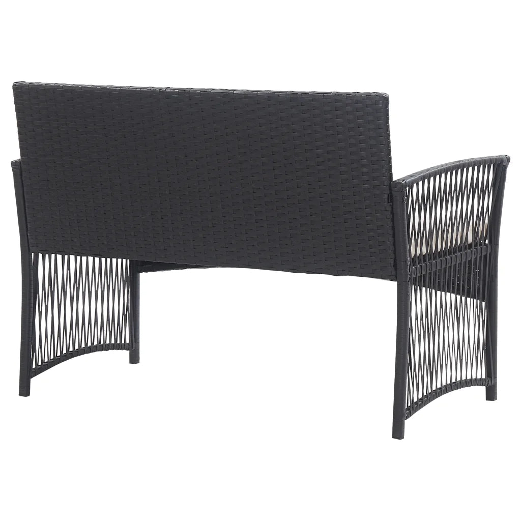 Set Divani da Giardino 4 pz con Cuscini in Polyrattan Nero cod mxl 39468