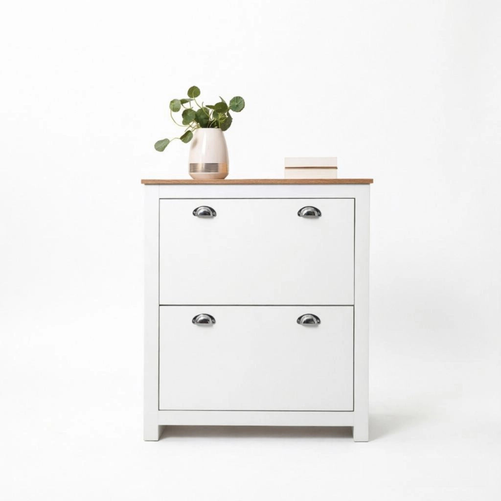 SCARPIERA Moderna 79x23x90,5 cm Effetto Rovere e Bianco MDF