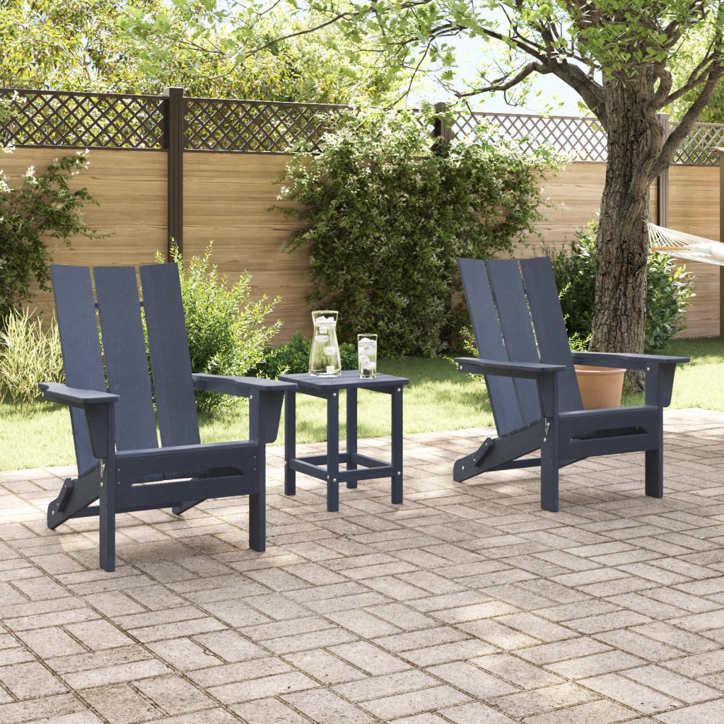 Set di Sedute da Giardino 3 Pezzi Blu Navy HDPE