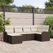 Set Divano da Giardino  6 Pezzi con Cuscini Marrone Vimini