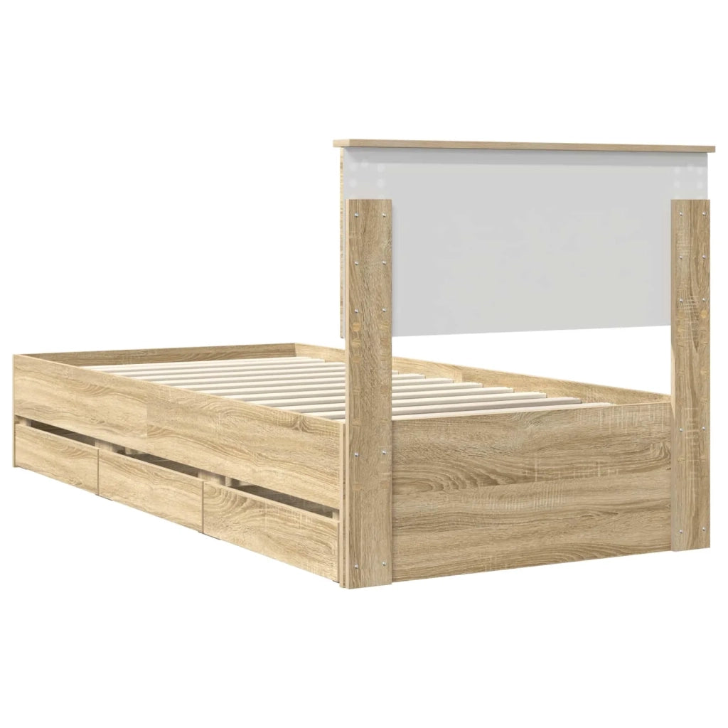 Struttura del letto con cassetto Rovere Sonoma 75 x 190 cm 3408035