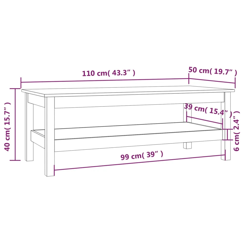 Tavolino da salotto | Tavolino da caff¨¨ | Tavolino da Soggiorno Grigio 110x50x40 cm Legno Massello di Pino