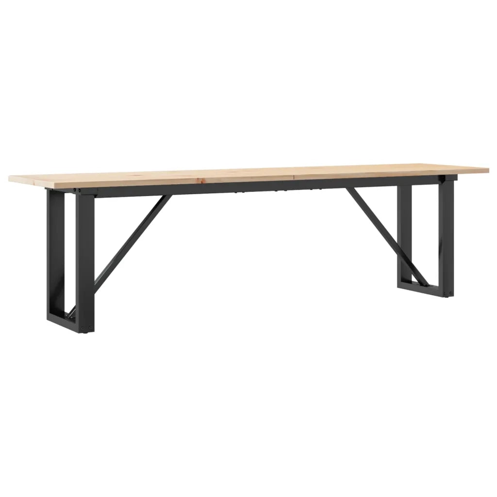 Tavolino Salotto Telaio a O-Tavolino da soggiorno 160x40x45cm Legno Pino e Acciaio