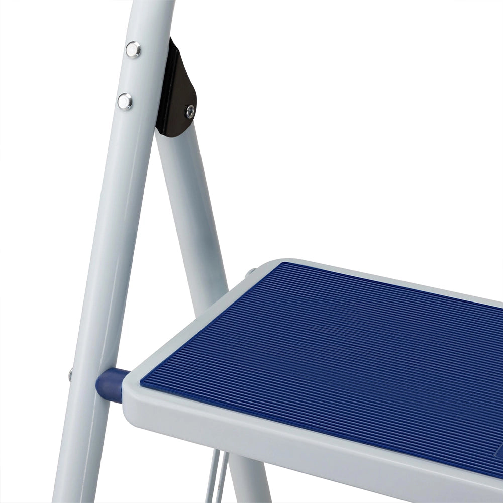 Scala Scaletta Pieghevole 3 Gradini Antiscivolo Sgabello Scaletto Acciaio Blu