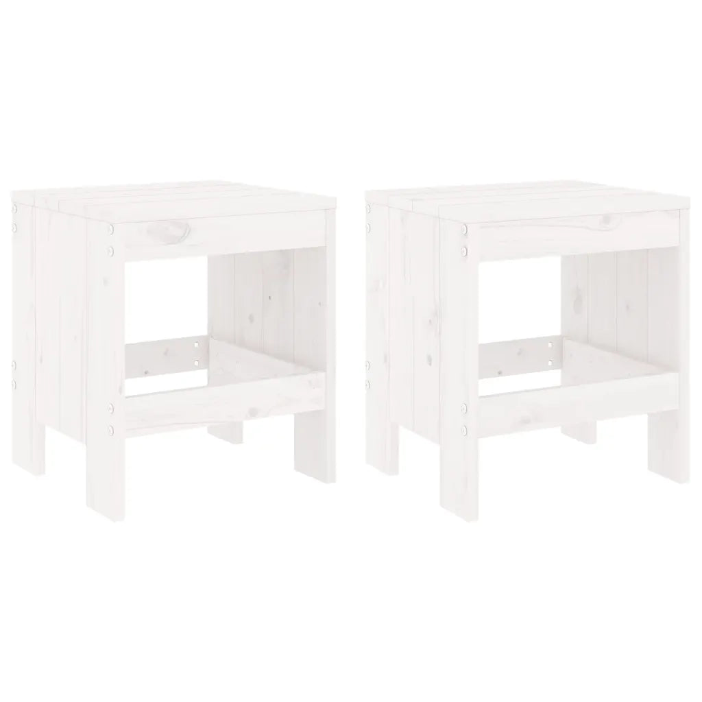 Sgabelli da Giardino 2pz Bianchi 40x36x45cm Legno Massello Pino