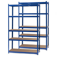Set 2x Scaffali a incastro per carichi pesanti Blu 120x60x204cm 5 ripiani 200kg/piano