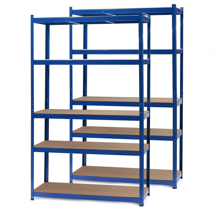 Set 2x Scaffali a incastro per carichi pesanti Blu 120x60x204cm 5 ripiani 200kg/piano