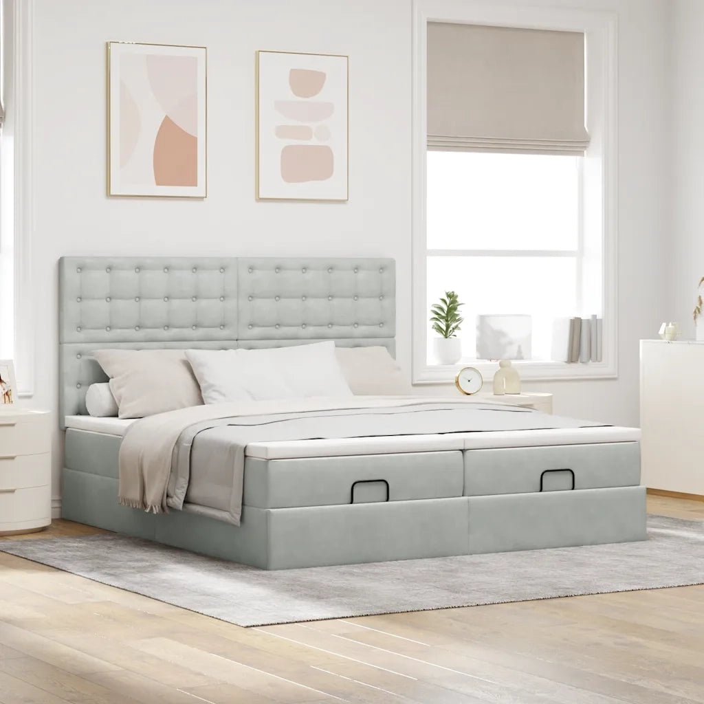 Struttura Letto Pouf con Materassi 180x200 cm Velluto