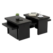 Tavolino da salotto Amarantha, Tavolo basso da caffè, Portariviste per divano, Ripiano da soggiorno, 110x45 h42 cm, Nero