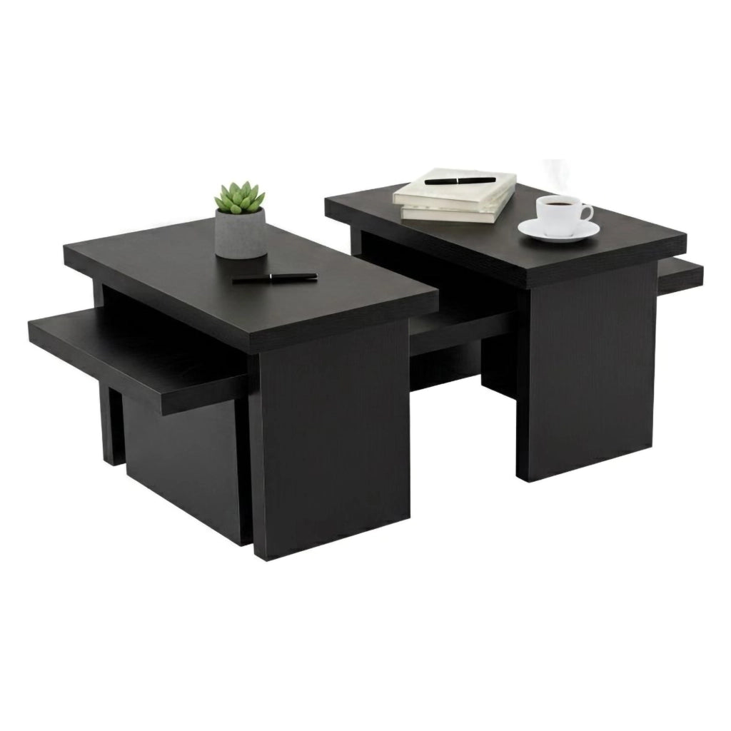 Tavolino da salotto Amarantha, Tavolo basso da caffè, Portariviste per divano, Ripiano da soggiorno, 110x45 h42 cm, Nero