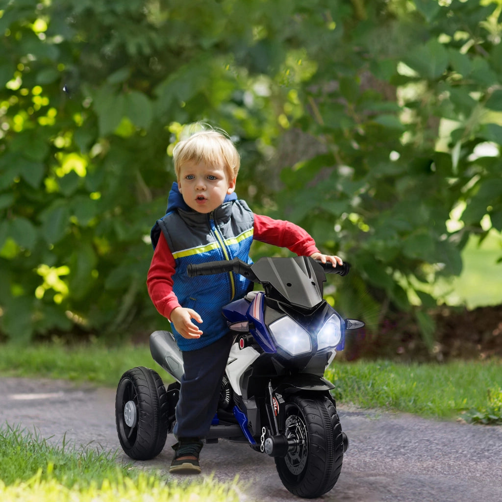 Moto Elettrica per Bambini 3-5 Anni 86x42x52 cm Batteria 6V Velocità 3km/h Blu