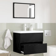 Set di mobili per il bagno con cassetto 2 pcs Rovere Nero 875434