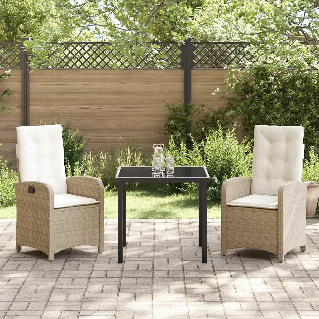 Set da Pranzo per Giardino con cuscino 3 pcs Beige polyrattan 3380281