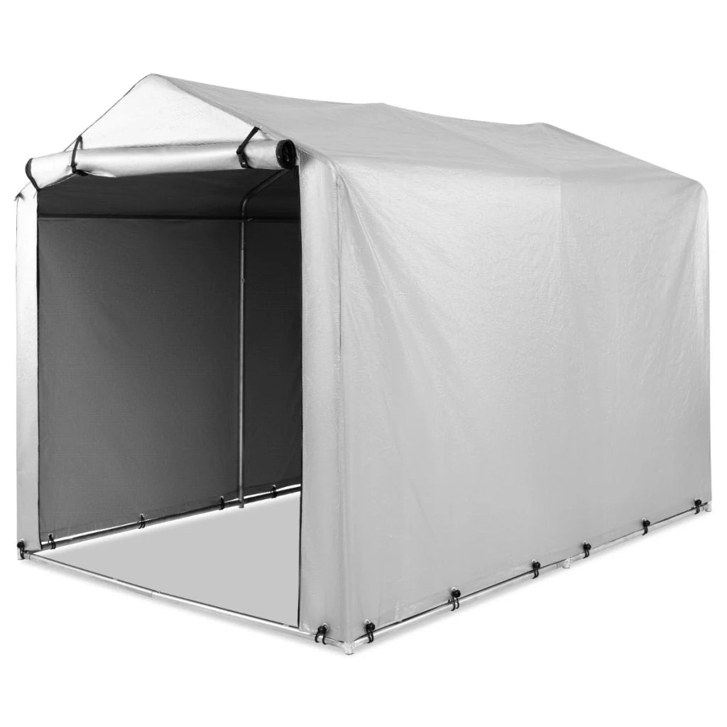 Capanno da giardino 160 x 218 x 164 cm resistente alle intemperie grande porta avvolgibile stile pratico acciaio zincato grigio 20_0010017