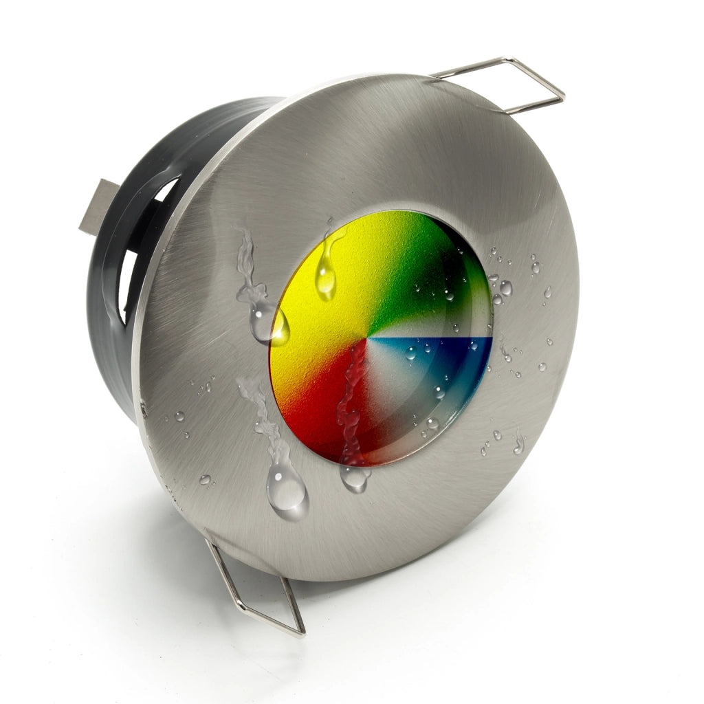 KIT 3 faretti 27W incasso box doccia IP65 LED RGB multicolore dimmer SMART WiFi Alexa Google 12V SILVER SPAZZOLATO