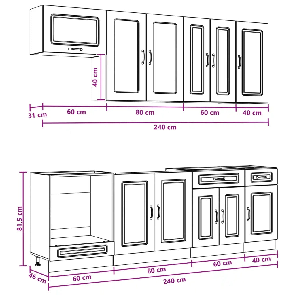 Unità Cucina KALMAR 8 pcs Bianco Legno ingegnerizzato 3438183