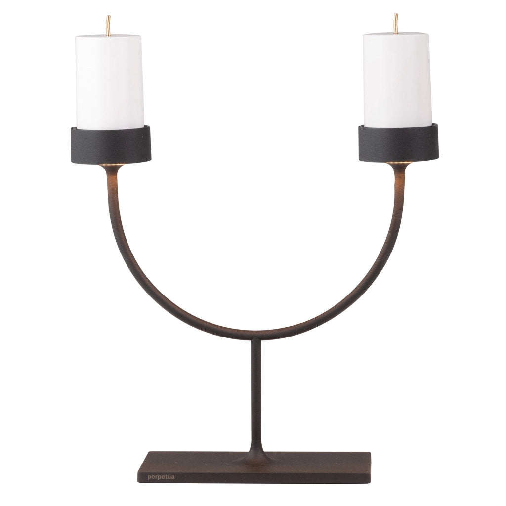 Perpetua Lampada da tavolo a doppia emissione con sistema a batteria sostituibile e struttura in alluminio pressofuso, finitura Nero, IP54