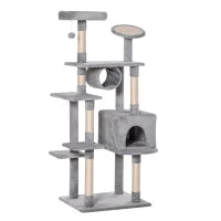 Albero Tiragraffi a Colonna da 165cm con Graffiatoio e Trespoli per Gattini e Gatti Adulti di Max. 4.5kg, Grigio, 60x50x165cm