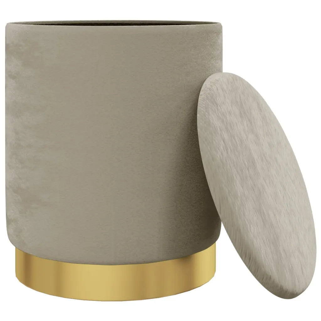 Sgabello Rotondo con Contenitore Grigio Scuro in Velluto 31 x 37 cm CFW7018085