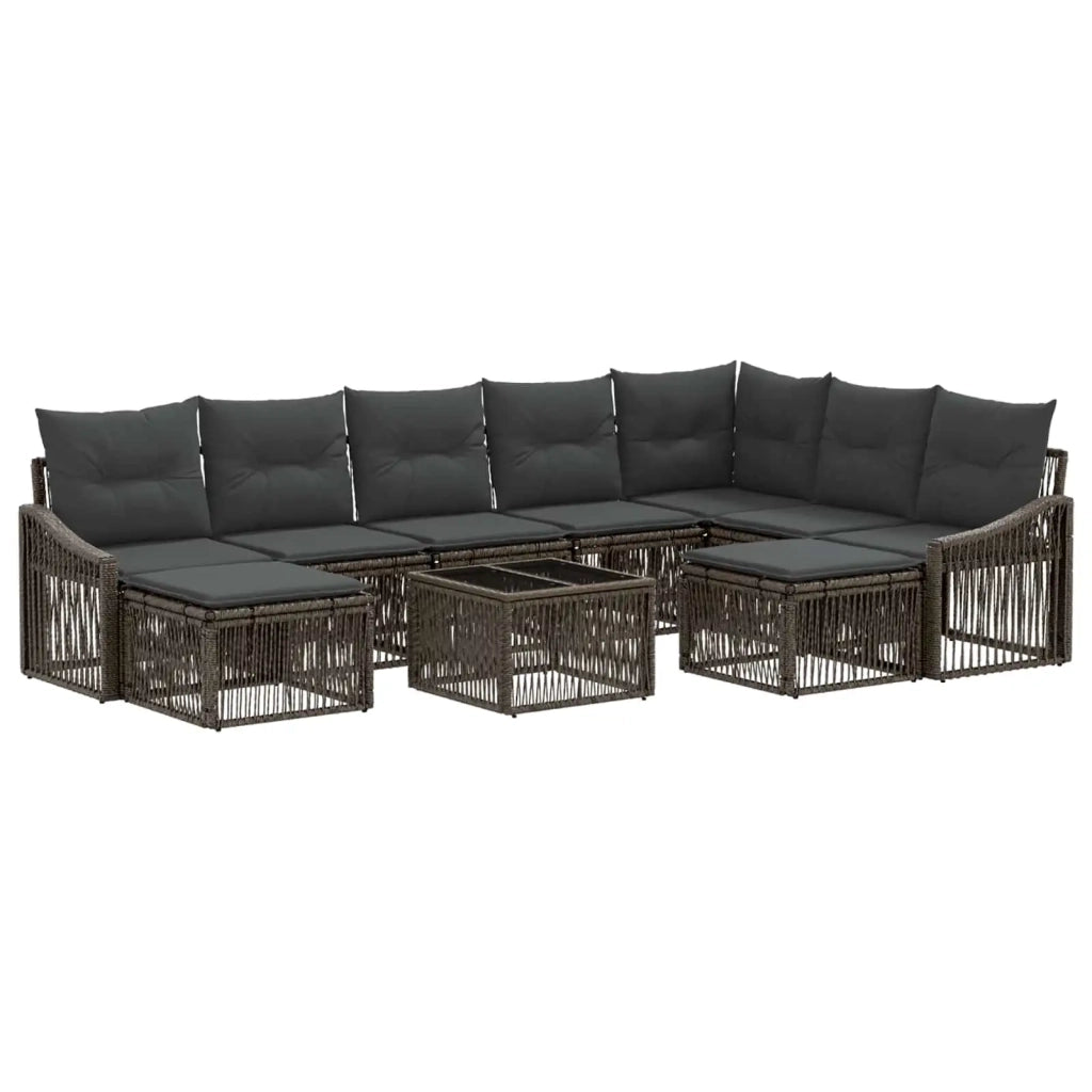 Set Divano da Giardino 10 pcs Grigio polyrattan 3436196