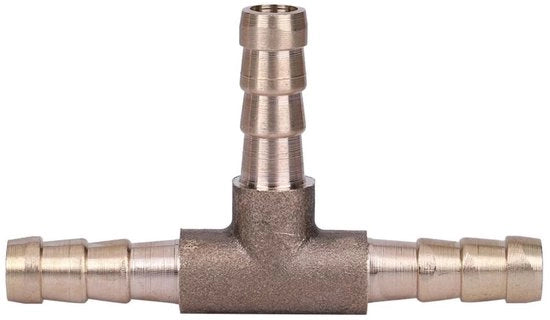 T-stucco a 3 vie per aria acqua gas e olio - 6mm - Ottone - Duraturo e affidabile - Adatto per giardino e fai da te