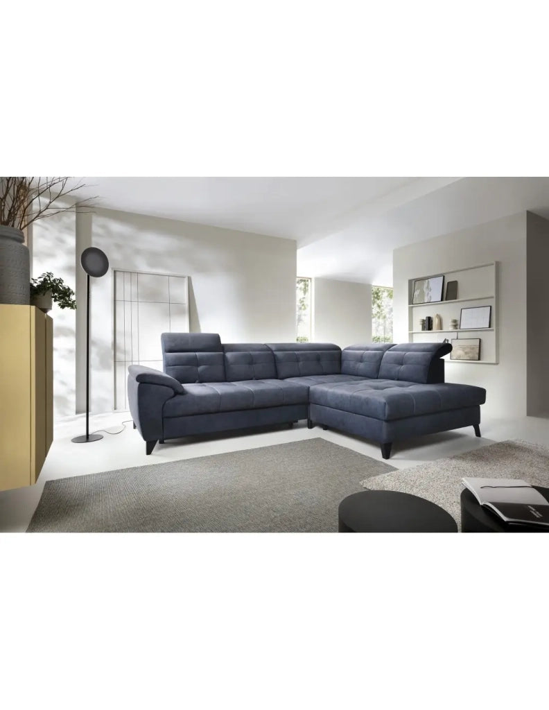 Divano ad angolo Blu 5 posti angolo destro comfort modulabile INFERNO
