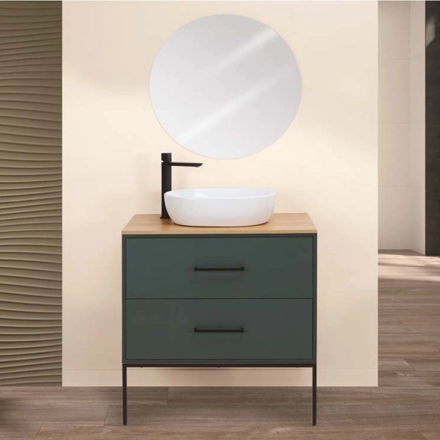 MOBILE BAGNO VENUS 80CM VERDE PETROLIO CON LAVABO E SPECCHIO