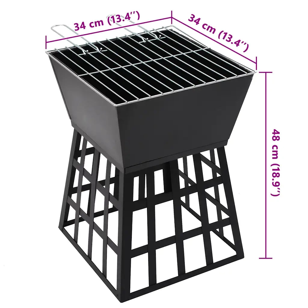 Braciere e Barbecue 2 in 1 34x34x48 cm in Acciaio CFW9480489
