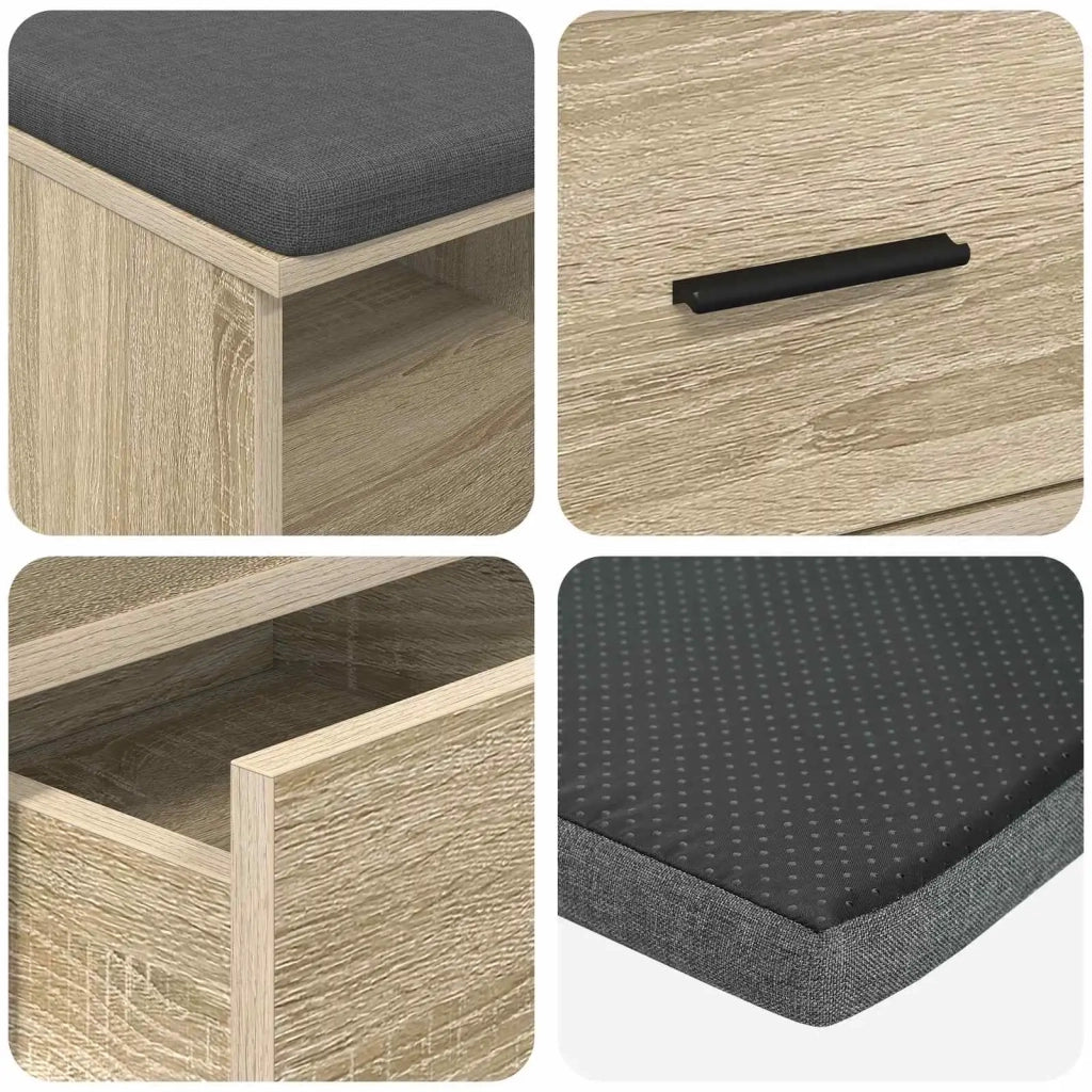 Panca per ingresso con cuscino-Sgabello-Panca da Corridoio Rovere Sonoma 80 x 38 x 46 cm 839849