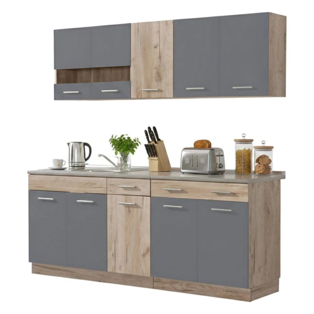 Cucinino Bornago, Cucina 2 Cassetti, Elettrodomestici non inclusi, Nero Antracite