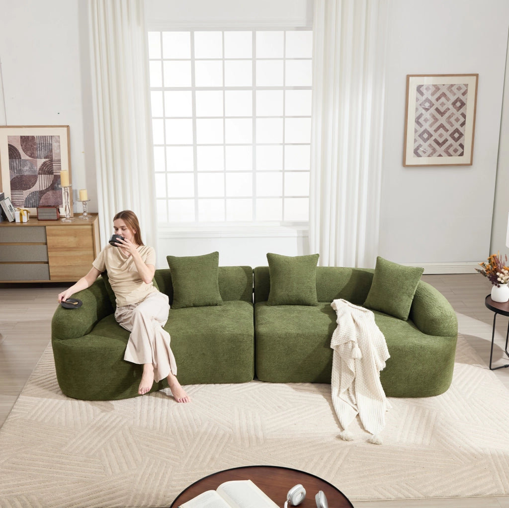 Divano 4 posti 275x115x63 cm verde; modulare; senza montaggio; poliestere