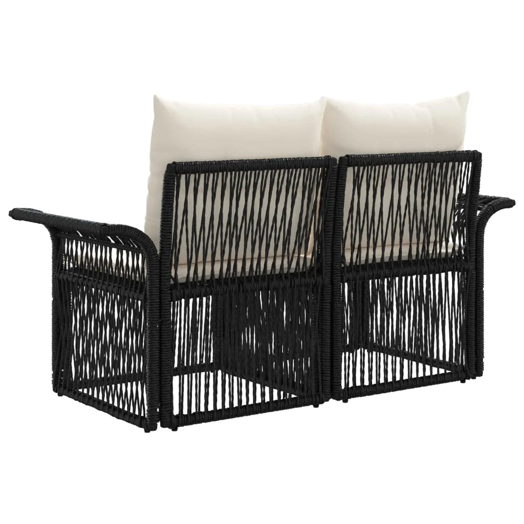 Divano da giardino 2-Numero di posti Nero polyrattan 42026692