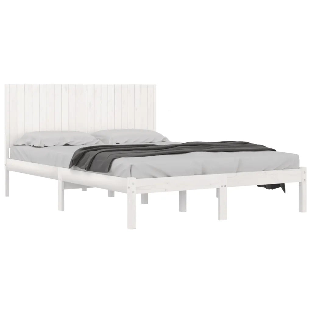 Letto matrimoniale | Letto per adulti | Giroletto senza Materasso Bianco 200x200 cm Legno Massello Pino