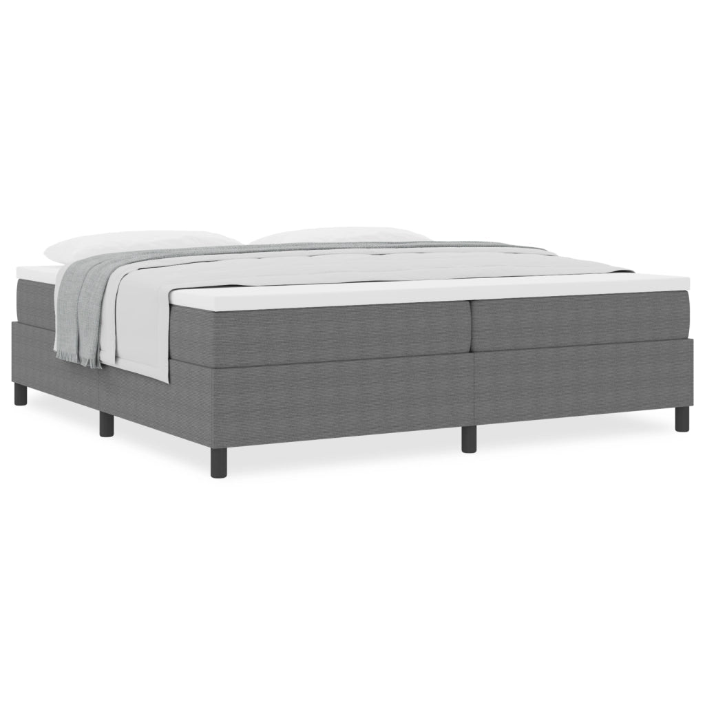Letto Box Spring con Materasso Grigio Chiaro 200x200 cm Tessuto in Corduroy