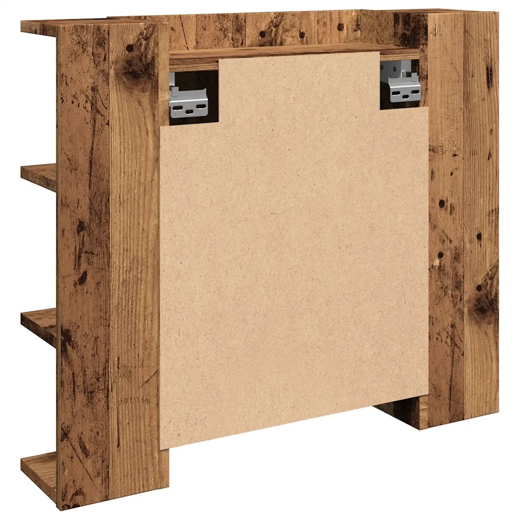 Mobiletto a specchio con illuminazione a LED contenitore per gioielli 70 x 16 x 60 cm atmosfera accogliente elegante finitura in legno anticato 02_0051000