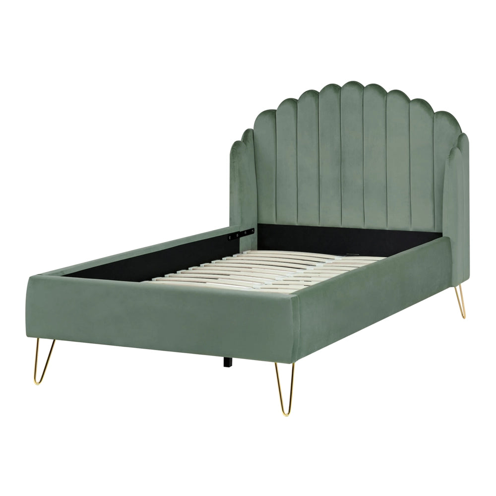 Letto matrimoniale con rete in velluto tortora 120 x 200 cm   gambe in metallo testata retro capitonné